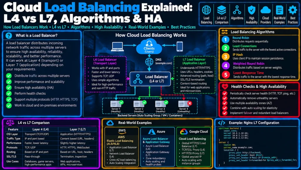 Cloud Load Balancing Explained: L4 vs L7, Algorithms & HA | CorgiNetwork 2026