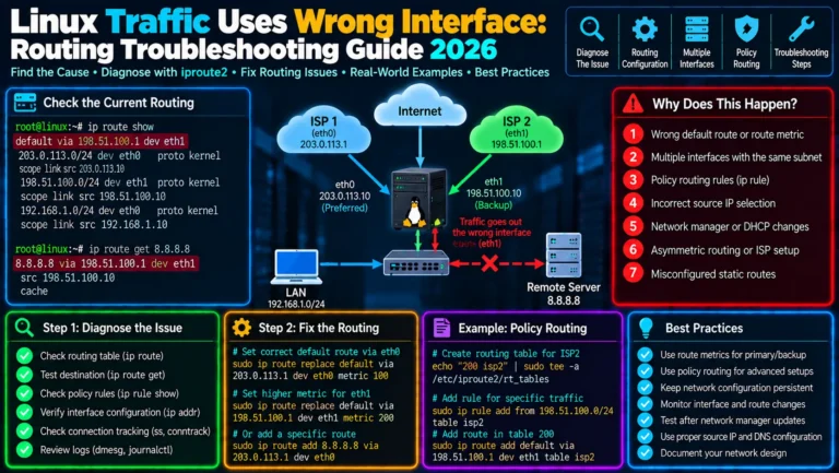 Linux Traffic Uses Wrong Interface: Routing Troubleshooting Guide 2026