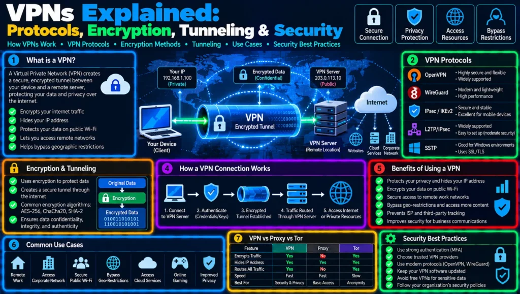 VPNs Explained: Protocols, Encryption, Tunneling & Security
