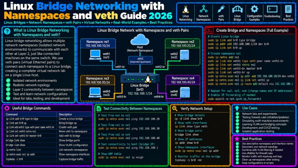 Linux Bridge Networking with Namespaces and veth Guide 2026