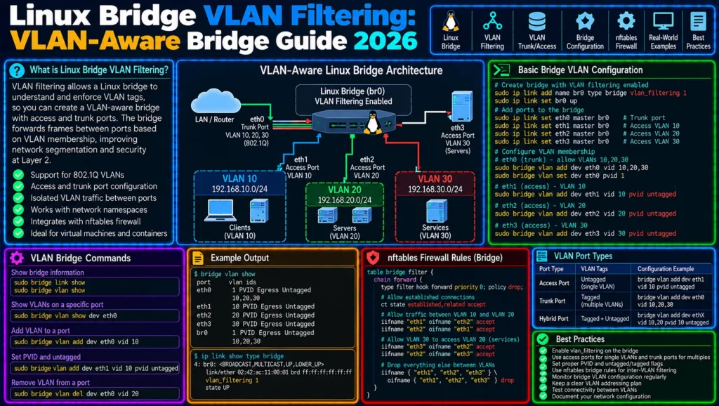 Linux Bridge VLAN Filtering: VLAN-Aware Bridge Guide 2026