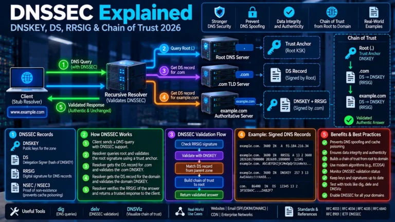 DNSSEC Explained: DNSKEY, DS, RRSIG & Chain of Trust 2026